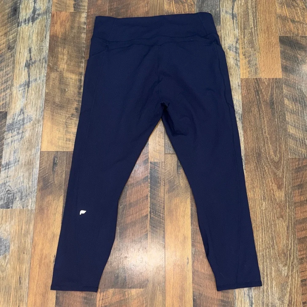 Deep Blue Fabletics Athletic Leggings Pureluxe Side Pockets size Large/XL
